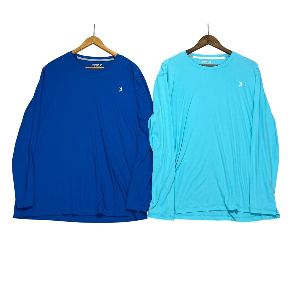 Reel Legends Mens Reel-Tec Long Sleeve Fishing Shirts Blue Large - Lot of 2